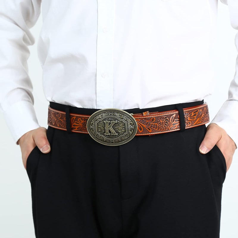 Fibbadet Store Belt Buckles Men Initial Letters A-Z Western Rodeo Cowboy Cowgirl Belt Buckle for Men Boys Halloween Birthday Party - Image 5